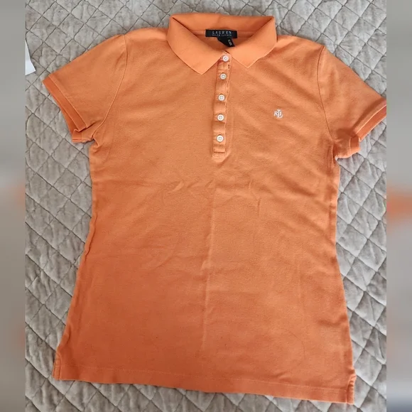 Ralph Lauren Women's Orange Button Down Polo Shirt - Picture 2 of 4